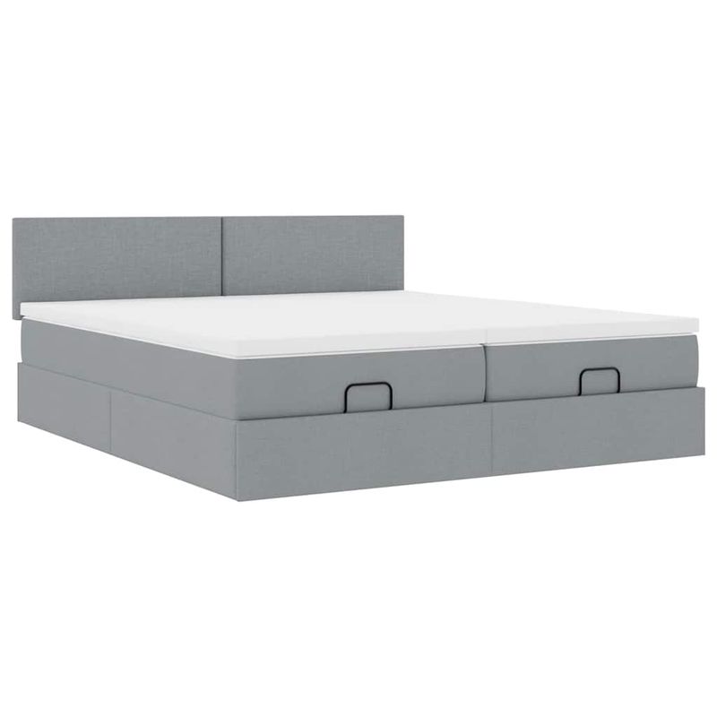 Casa si Gradina - Mobilier - Paturi si accesorii - Paturi - Cadru de pat otoman cu saltele Gri deschis 180x200cm Material - Infinity.ro