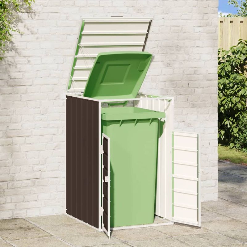 Casa si Gradina - Gradina si terasa - Mobilier exterior - Dulapuri si lazi depozitare exterior - Depozitare cos gunoi cu roti, 1 cos, maro, 72x81x115 cm, otel - Infinity.ro
