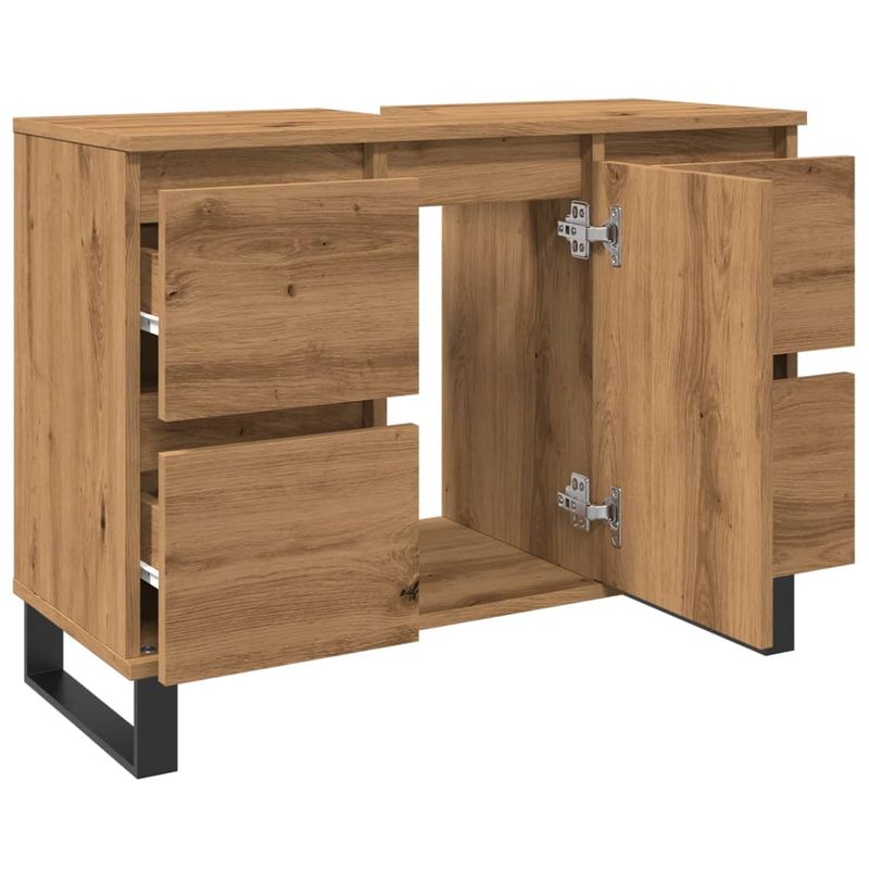 Casa si Gradina - Mobilier - Mobilier baie - Comode baie - Dulap chiuveta baie stejar artizanal 80x33x60 cm lemn prelucrat - Infinity.ro