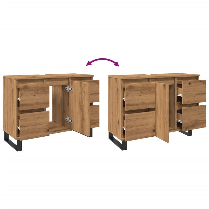 Casa si Gradina - Mobilier - Mobilier baie - Comode baie - Dulap chiuveta baie stejar artizanal 80x33x60 cm lemn prelucrat - Infinity.ro