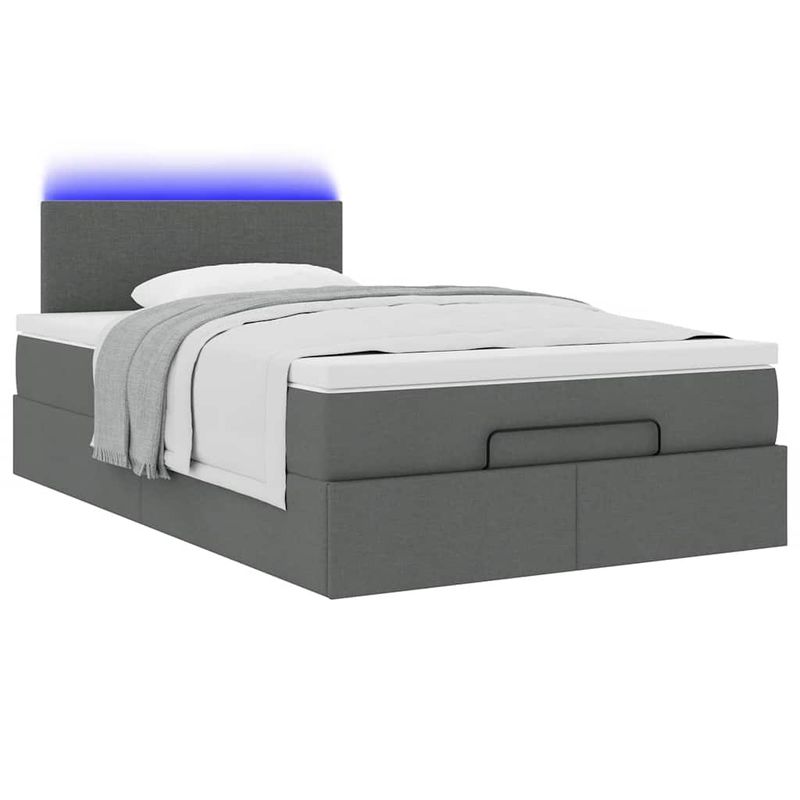 Casa si Gradina - Mobilier - Paturi si accesorii - Paturi - Pat otoman cu saltea tesatura gri inchis 120x190 cm, model design simplu - Infinity.ro