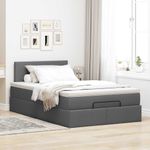 Casa si Gradina - Mobilier - Paturi si accesorii - Paturi - Pat otoman cu saltea tesatura gri inchis 120x190 cm, model design simplu - Infinity.ro