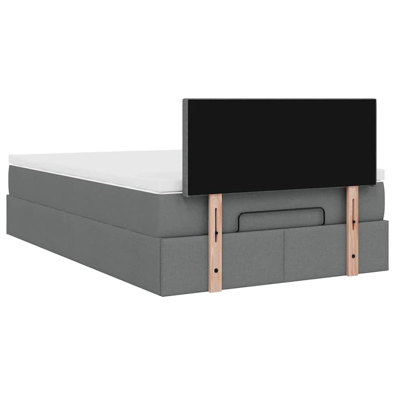 Casa si Gradina - Mobilier - Paturi si accesorii - Paturi - Pat otoman cu saltea tesatura gri inchis 120x190 cm, model design simplu - Infinity.ro