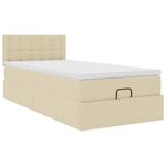 Casa si Gradina - Mobilier - Paturi si accesorii - Paturi - Cadru de pat otoman cu saltea crem 90x190cm stofa - Infinity.ro