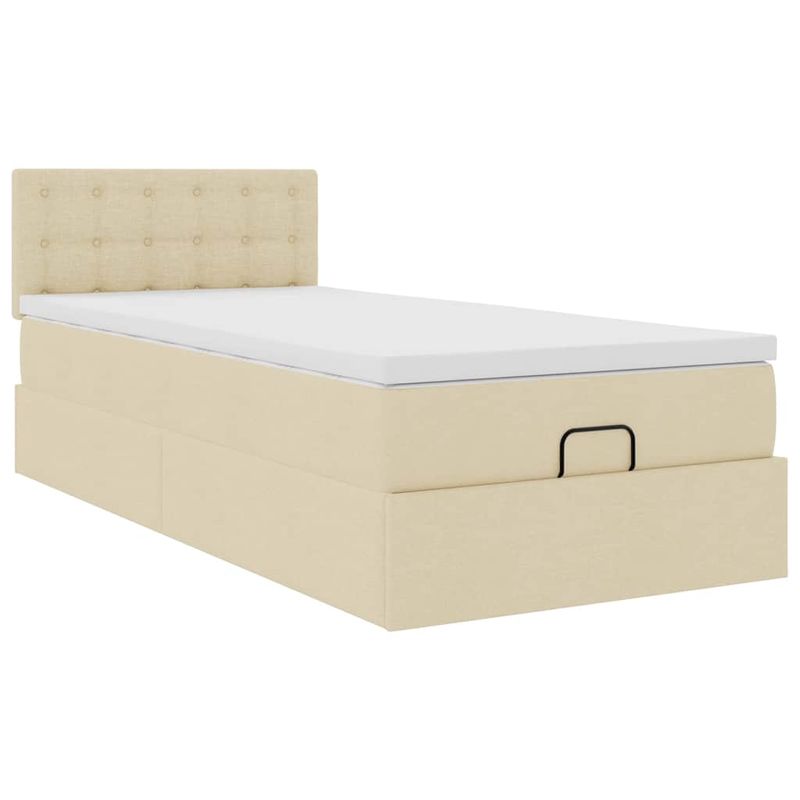 Casa si Gradina - Mobilier - Paturi si accesorii - Paturi - Cadru de pat otoman cu saltea crem 90x190cm stofa - Infinity.ro