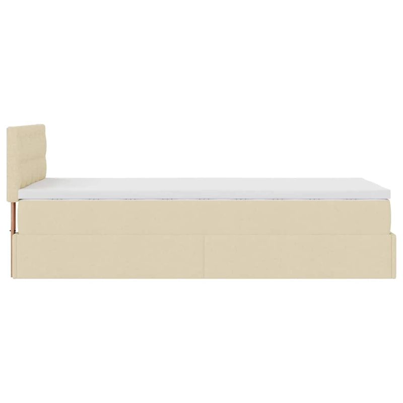 Casa si Gradina - Mobilier - Paturi si accesorii - Paturi - Cadru de pat otoman cu saltea crem 90x190cm stofa - Infinity.ro