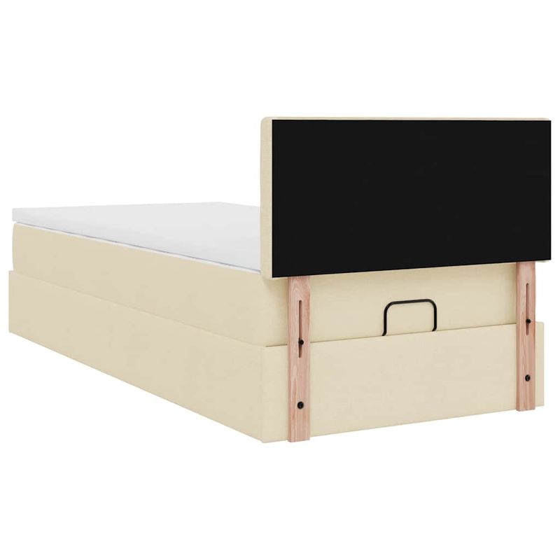 Casa si Gradina - Mobilier - Paturi si accesorii - Paturi - Cadru de pat otoman cu saltea crem 90x190cm stofa - Infinity.ro