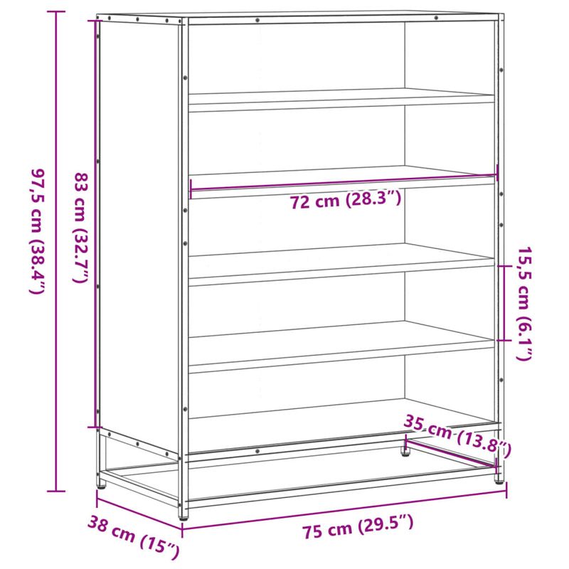 Casa si Gradina - Mobilier - Organizare si depozitare - Organizator incaltaminte - Pantofar, stejar sonoma, 75x38x97,5 cm, lemn prelucrat/metal - Infinity.ro