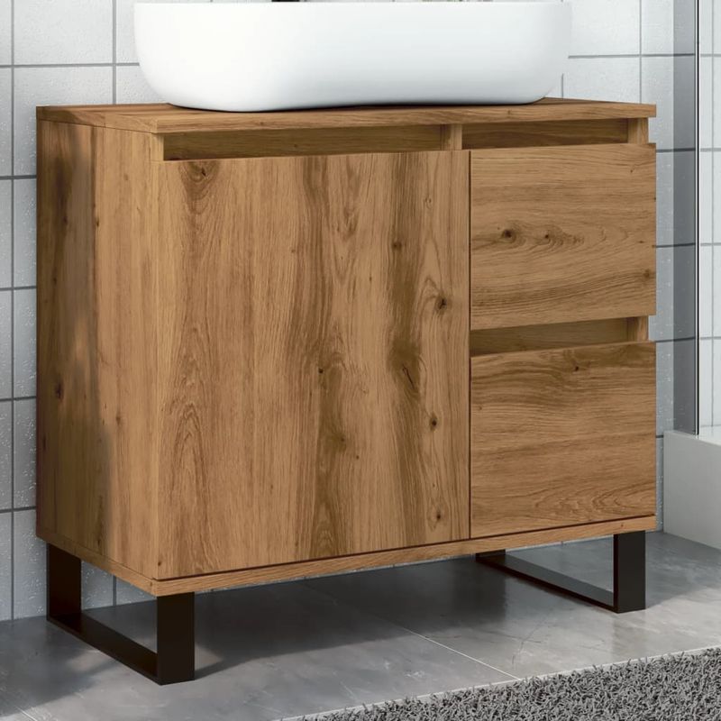 Casa si Gradina - Mobilier - Mobilier baie - Comode baie - Dulap chiuveta baie, stejar artizanal 65x33x60cm lemn prelucrat - Infinity.ro