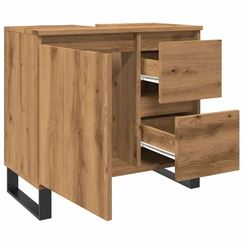 Casa si Gradina - Mobilier - Mobilier baie - Comode baie - Dulap chiuveta baie, stejar artizanal 65x33x60cm lemn prelucrat - Infinity.ro