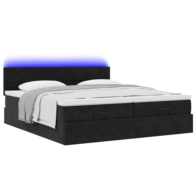Casa si Gradina - Mobilier - Paturi si accesorii - Paturi - Cadru de pat otoman cu saltele, catifea neagra 200x200cm - Infinity.ro