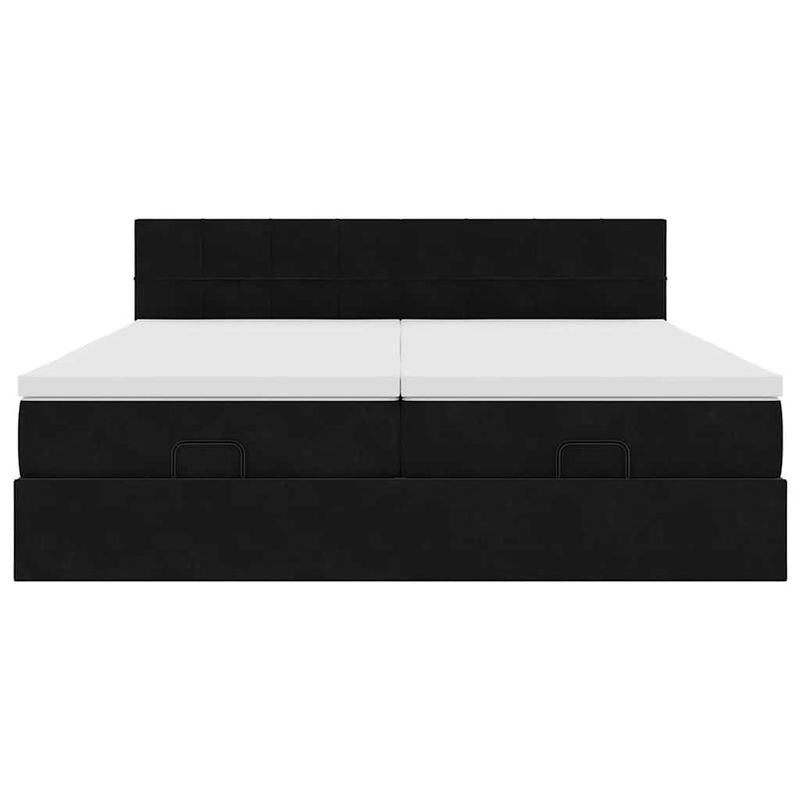Casa si Gradina - Mobilier - Paturi si accesorii - Paturi - Cadru de pat otoman cu saltele, catifea neagra 200x200cm - Infinity.ro