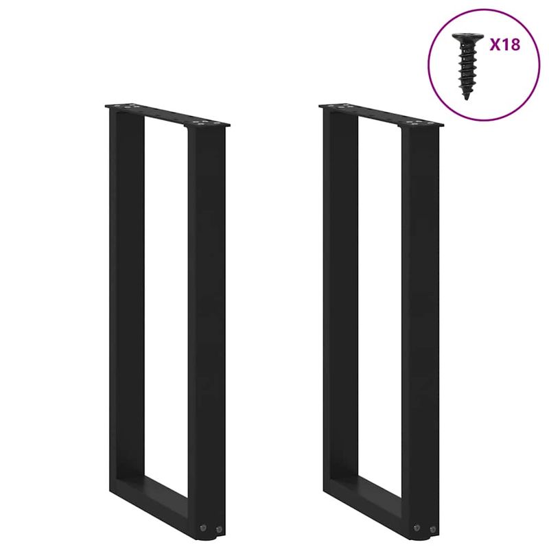 Casa si Gradina - Mobilier - Feronerie si accesorii mobila - Picioare masuta de cafea in forma de U 2 buc Negru Otel - Infinity.ro