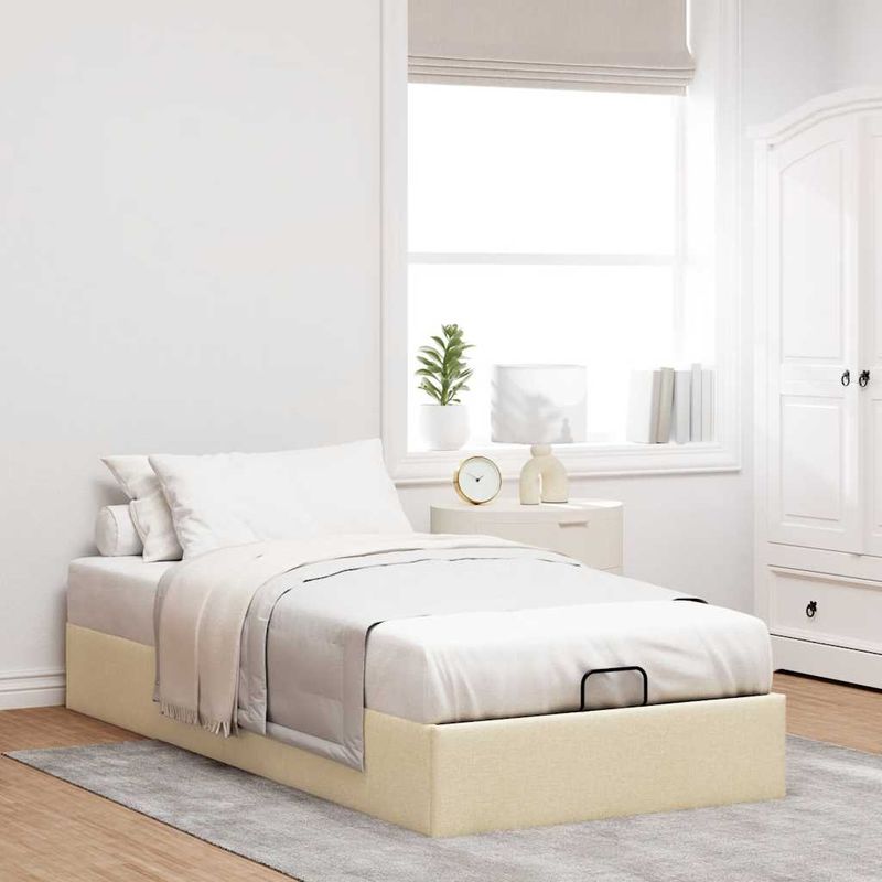 Casa si Gradina - Mobilier - Paturi si accesorii - Paturi - Cadru de pat otoman fara saltea crema 90x200 cm tesatura - Infinity.ro
