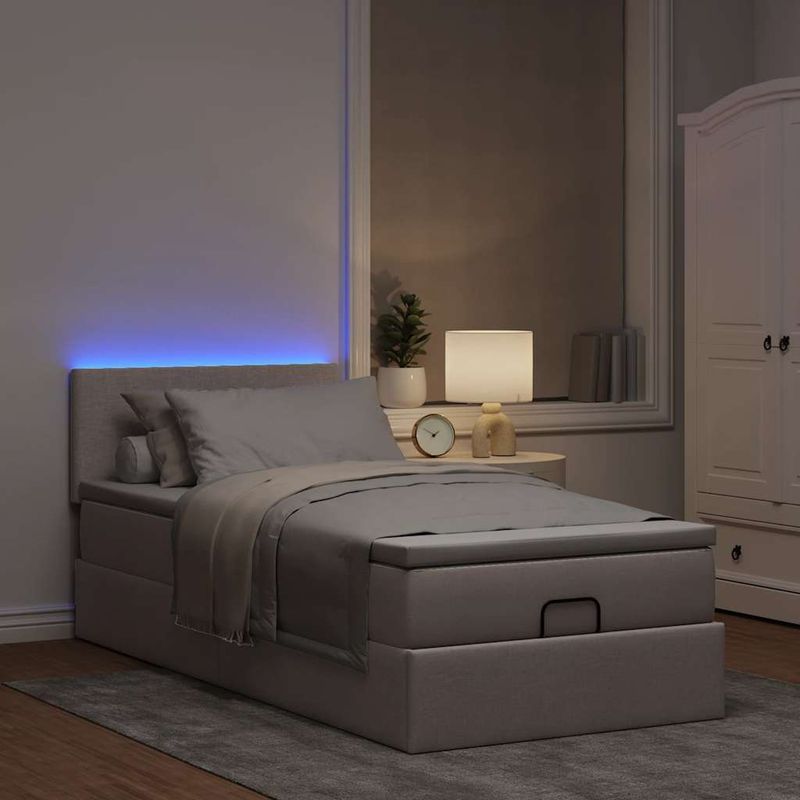 Casa si Gradina - Mobilier - Paturi si accesorii - Paturi - Cadru de pat otoman cu saltea Taupe 80x200cm Material - Infinity.ro