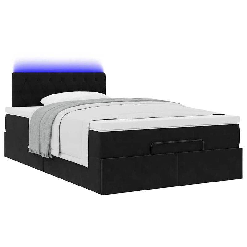 Casa si Gradina - Mobilier - Paturi si accesorii - Paturi - Cadru pat otoman cu saltea neagra 120x190 cm catifea - Infinity.ro