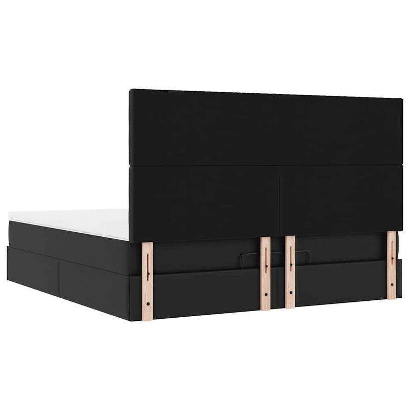 Casa si Gradina - Mobilier - Paturi si accesorii - Paturi - Cadru de pat otoman saltea neagra 160x200cm piele artificiala - Infinity.ro