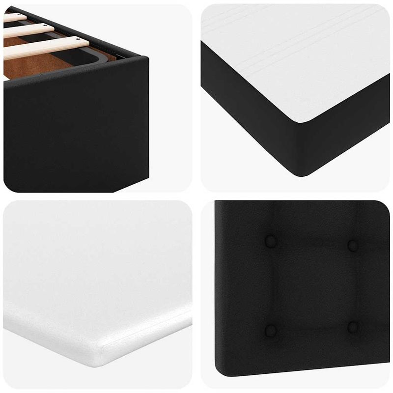 Casa si Gradina - Mobilier - Paturi si accesorii - Paturi - Cadru de pat otoman saltea neagra 160x200cm piele artificiala - Infinity.ro