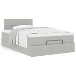 Casa si Gradina - Mobilier - Paturi si accesorii - Paturi - Cadru de pat otoman cu saltea Gri deschis 120x190 cm catifea - Infinity.ro