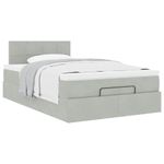 Casa si Gradina - Mobilier - Paturi si accesorii - Paturi - Cadru de pat otoman cu saltea Gri deschis 120x190 cm catifea - Infinity.ro