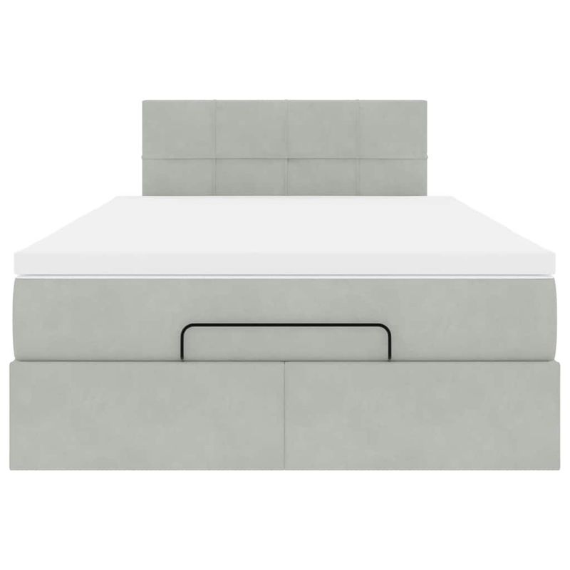 Casa si Gradina - Mobilier - Paturi si accesorii - Paturi - Cadru de pat otoman cu saltea Gri deschis 120x190 cm catifea - Infinity.ro