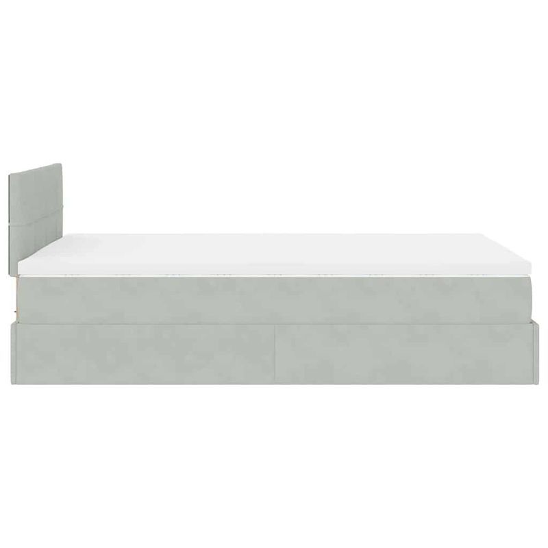 Casa si Gradina - Mobilier - Paturi si accesorii - Paturi - Cadru de pat otoman cu saltea Gri deschis 120x190 cm catifea - Infinity.ro
