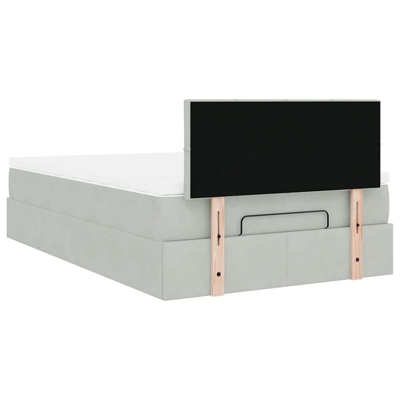 Casa si Gradina - Mobilier - Paturi si accesorii - Paturi - Cadru de pat otoman cu saltea Gri deschis 120x190 cm catifea - Infinity.ro