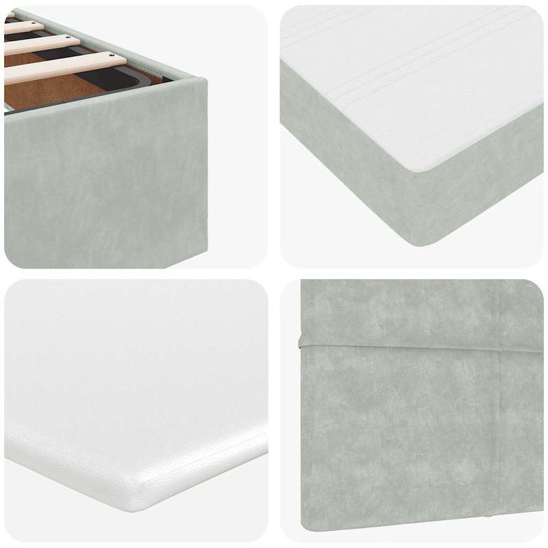 Casa si Gradina - Mobilier - Paturi si accesorii - Paturi - Cadru de pat otoman cu saltea Gri deschis 120x190 cm catifea - Infinity.ro