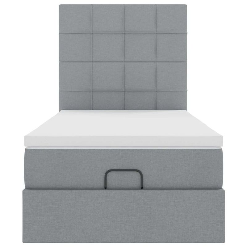 Casa si Gradina - Mobilier - Paturi si accesorii - Paturi - Cadru de pat otoman cu saltea tesatura gri deschis 90x190cm - Infinity.ro