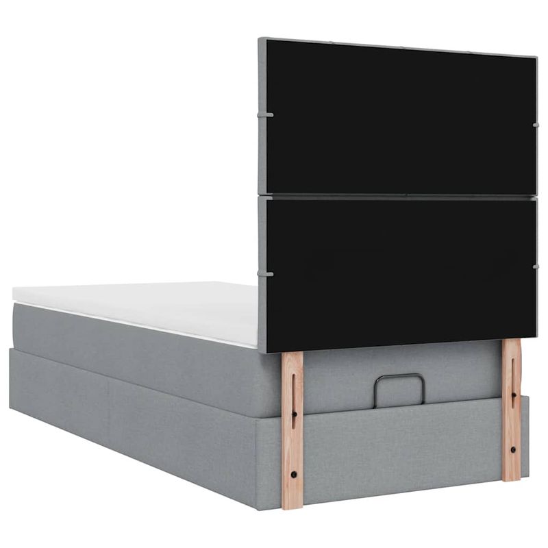 Casa si Gradina - Mobilier - Paturi si accesorii - Paturi - Cadru de pat otoman cu saltea tesatura gri deschis 90x190cm - Infinity.ro