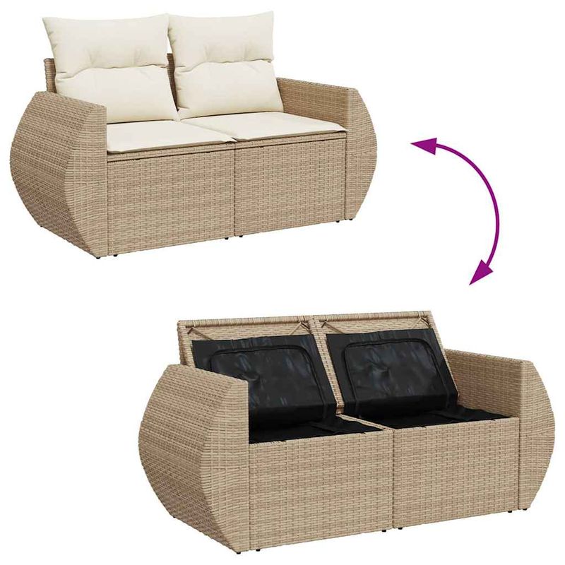 Casa si Gradina - Gradina si terasa - Mobilier exterior - Seturi mobila gradina - Set canapele de gradina, 7 piese, cu perne, bej, poliratan - Infinity.ro