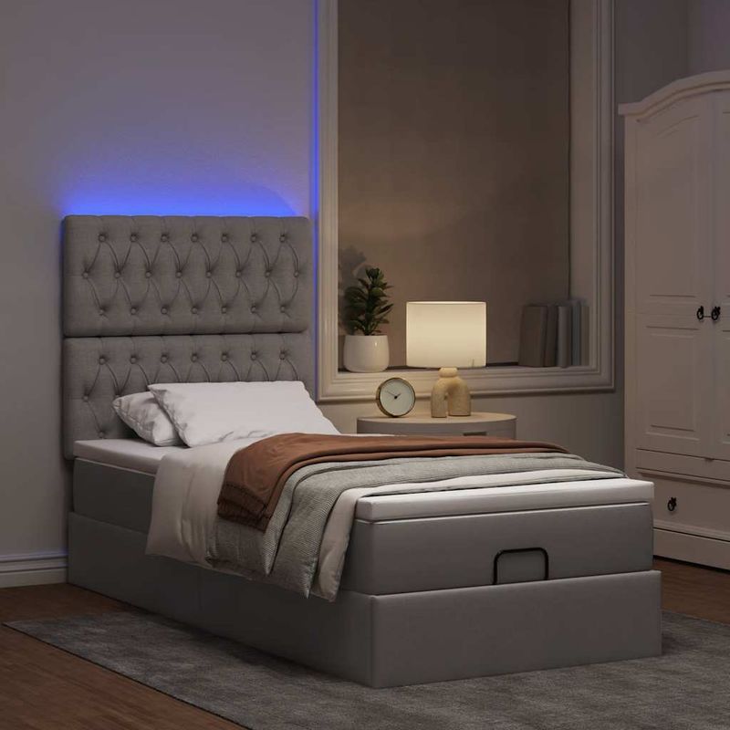 Casa si Gradina - Mobilier - Paturi si accesorii - Paturi - Cadru de pat otoman cu saltea Taupe 80x200cm Material - Infinity.ro