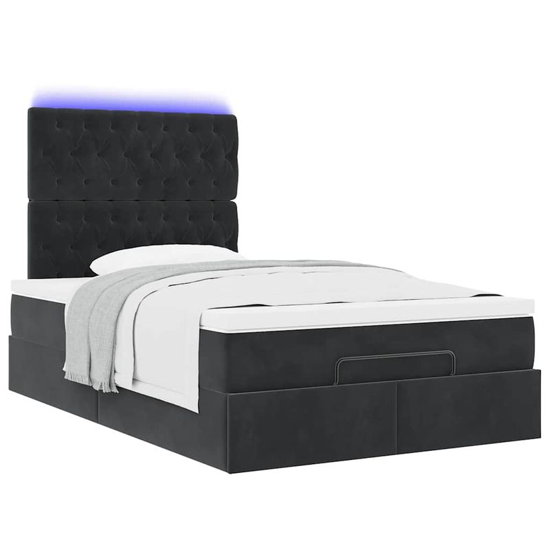 Casa si Gradina - Mobilier - Paturi si accesorii - Paturi - Cadru de pat otoman cu saltea Negru 120x190 cm Tesatura - Infinity.ro