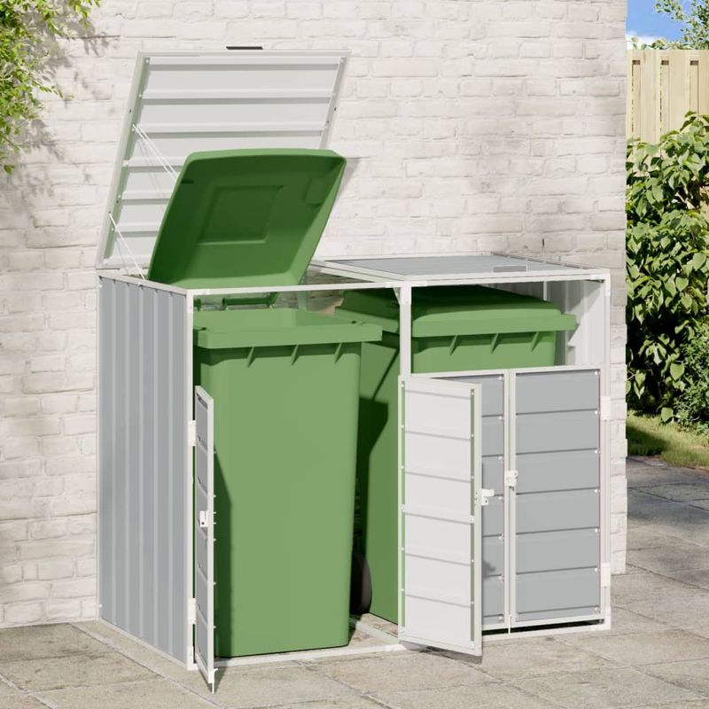 Casa si Gradina - Gradina si terasa - Mobilier exterior - Dulapuri si lazi depozitare exterior - Depozit pubele cu roti duble, gri, 144x81x113 cm, otel - Infinity.ro