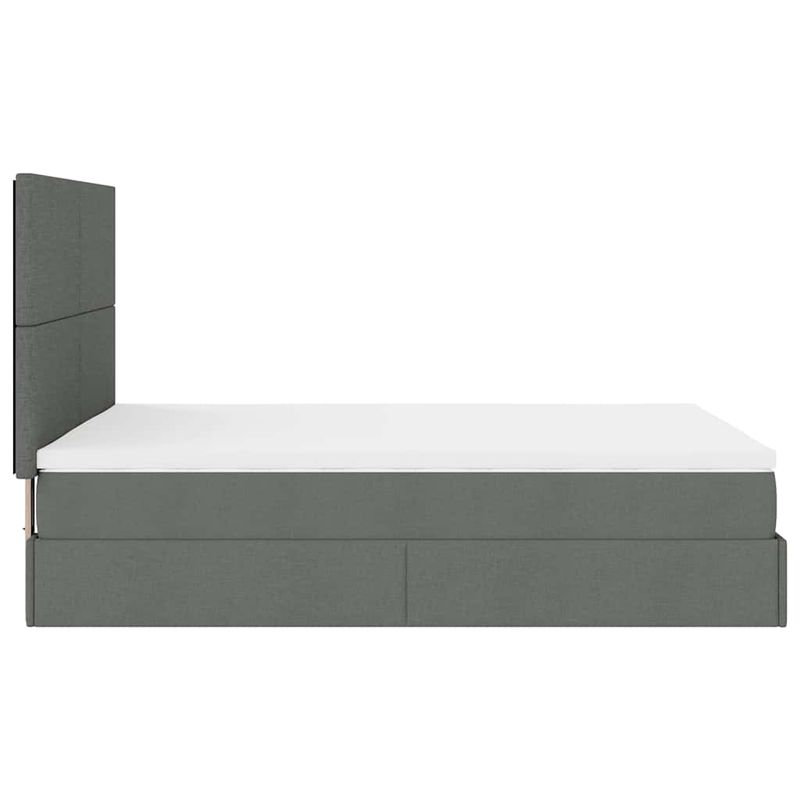 Casa si Gradina - Mobilier - Paturi si accesorii - Paturi - Cadru pat otoman cu saltea tesatura gri inchis 140x200 cm - Infinity.ro