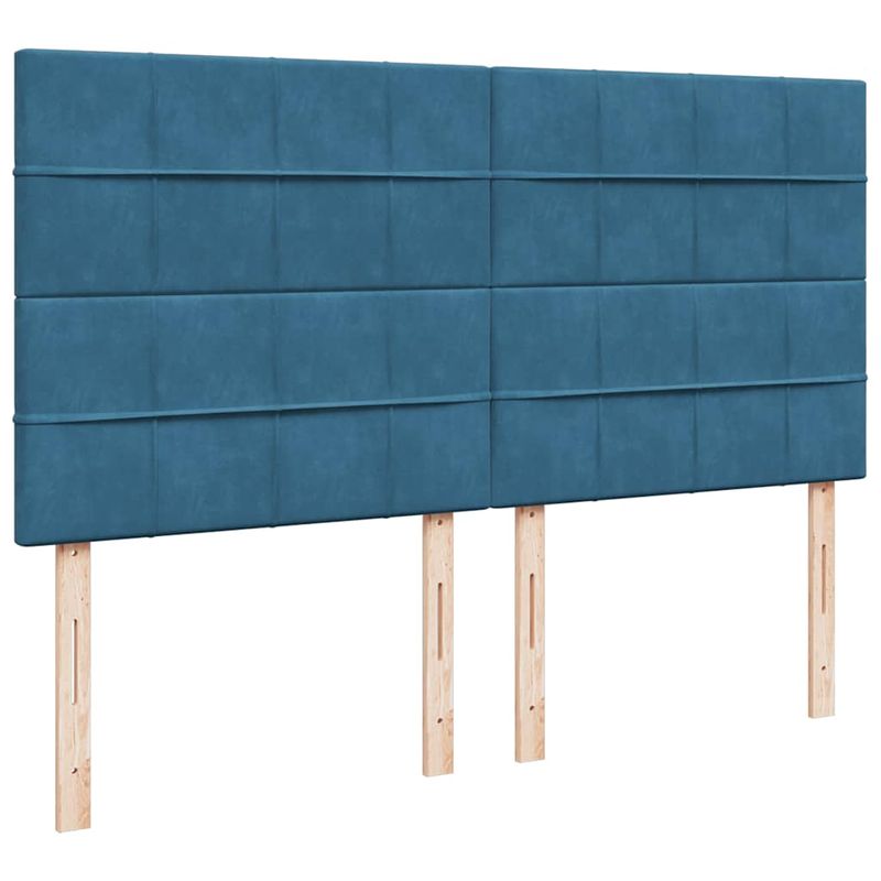 Casa si Gradina - Mobilier - Paturi si accesorii - Paturi - Cadru pat otoman cu saltele Albastru inchis 180x200cm catifea - Infinity.ro