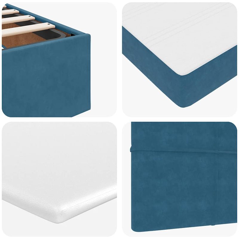 Casa si Gradina - Mobilier - Paturi si accesorii - Paturi - Cadru pat otoman cu saltele Albastru inchis 180x200cm catifea - Infinity.ro