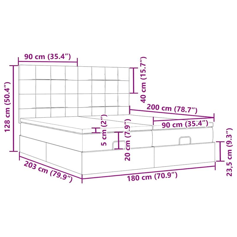 Casa si Gradina - Mobilier - Paturi si accesorii - Paturi - Cadru pat otoman cu saltele Albastru inchis 180x200cm catifea - Infinity.ro