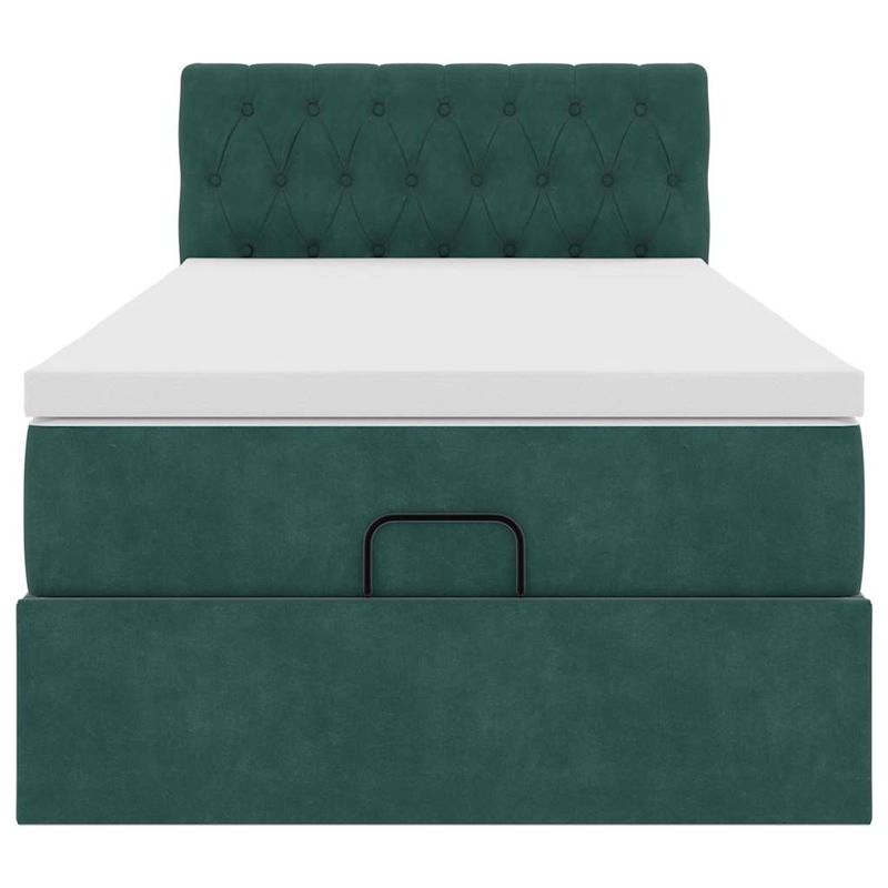 Casa si Gradina - Mobilier - Paturi si accesorii - Paturi - Cadru de pat otoman cu saltea verde inchis 100x200cm catifea - Infinity.ro
