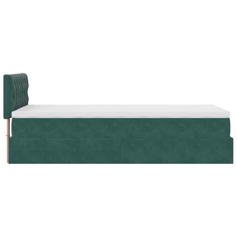 Casa si Gradina - Mobilier - Paturi si accesorii - Paturi - Cadru de pat otoman cu saltea verde inchis 100x200cm catifea - Infinity.ro