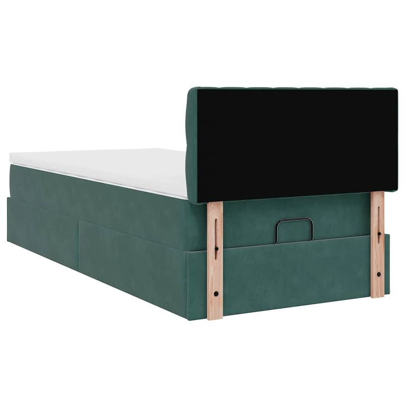 Casa si Gradina - Mobilier - Paturi si accesorii - Paturi - Cadru de pat otoman cu saltea verde inchis 100x200cm catifea - Infinity.ro
