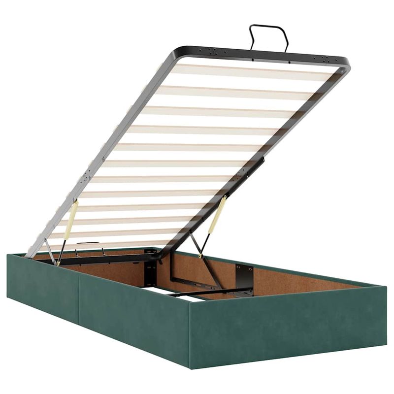 Casa si Gradina - Mobilier - Paturi si accesorii - Paturi - Cadru de pat otoman cu saltea verde inchis 100x200cm catifea - Infinity.ro