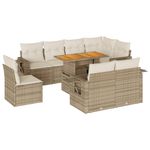 Casa si Gradina - Gradina si terasa - Mobilier exterior - Seturi mobila gradina - Set canapele de gradina, 9 piese, cu perne, bej, poliratan - Infinity.ro