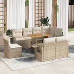 Casa si Gradina - Gradina si terasa - Mobilier exterior - Seturi mobila gradina - Set canapele de gradina, 9 piese, cu perne, bej, poliratan - Infinity.ro
