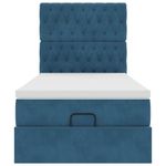 Casa si Gradina - Mobilier - Paturi si accesorii - Paturi - Cadru de pat otoman cu saltele Albastru inchis 90x200cm catifea - Infinity.ro