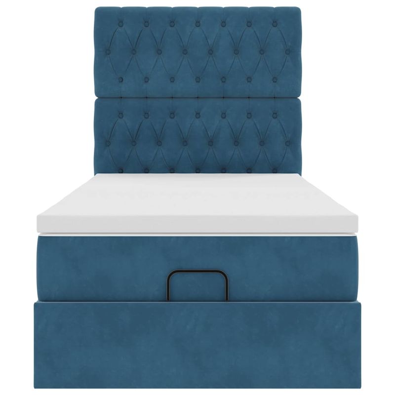 Casa si Gradina - Mobilier - Paturi si accesorii - Paturi - Cadru de pat otoman cu saltele Albastru inchis 90x200cm catifea - Infinity.ro