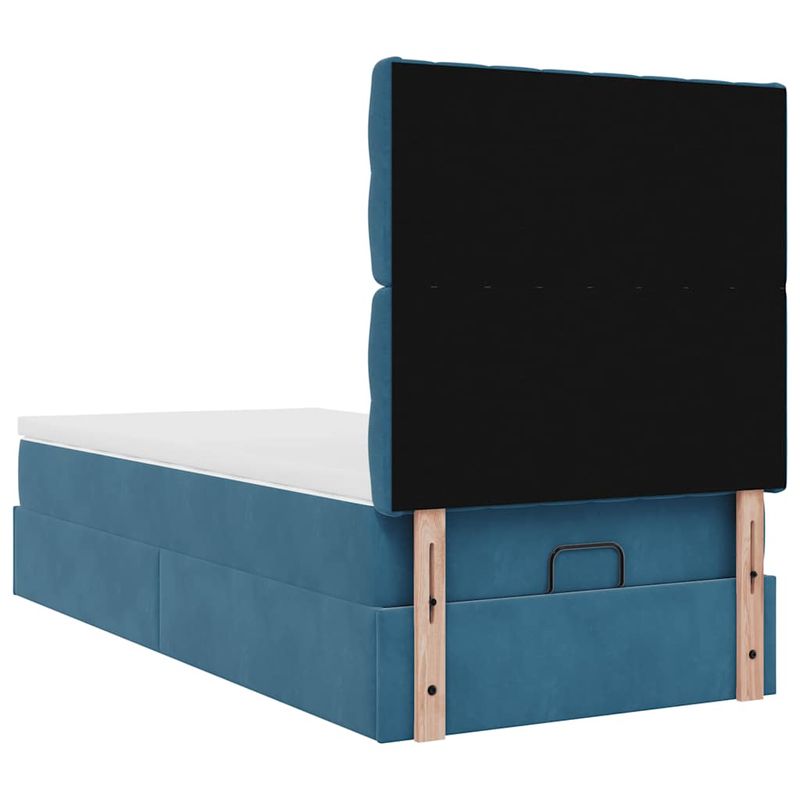 Casa si Gradina - Mobilier - Paturi si accesorii - Paturi - Cadru de pat otoman cu saltele Albastru inchis 90x200cm catifea - Infinity.ro