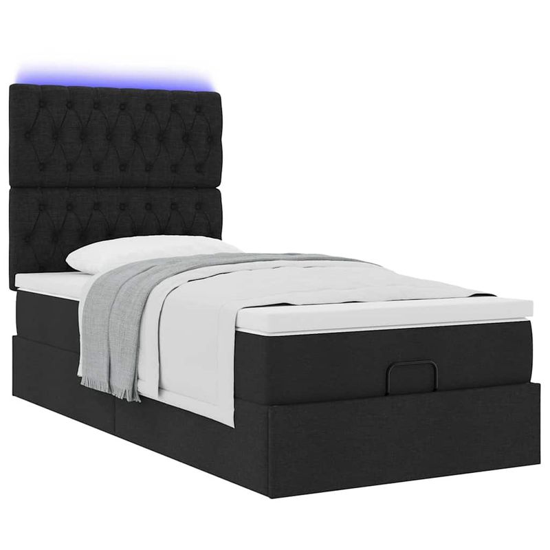 Casa si Gradina - Mobilier - Paturi si accesorii - Paturi - Cadru de pat otoman cu saltea tesatura albastra 90x190cm - Infinity.ro