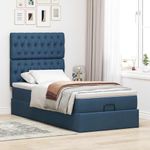 Casa si Gradina - Mobilier - Paturi si accesorii - Paturi - Cadru de pat otoman cu saltea tesatura albastra 90x190cm - Infinity.ro