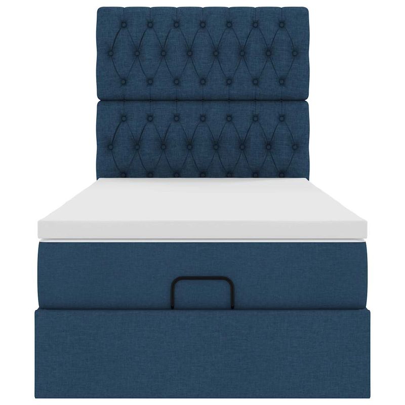 Casa si Gradina - Mobilier - Paturi si accesorii - Paturi - Cadru de pat otoman cu saltea tesatura albastra 90x190cm - Infinity.ro